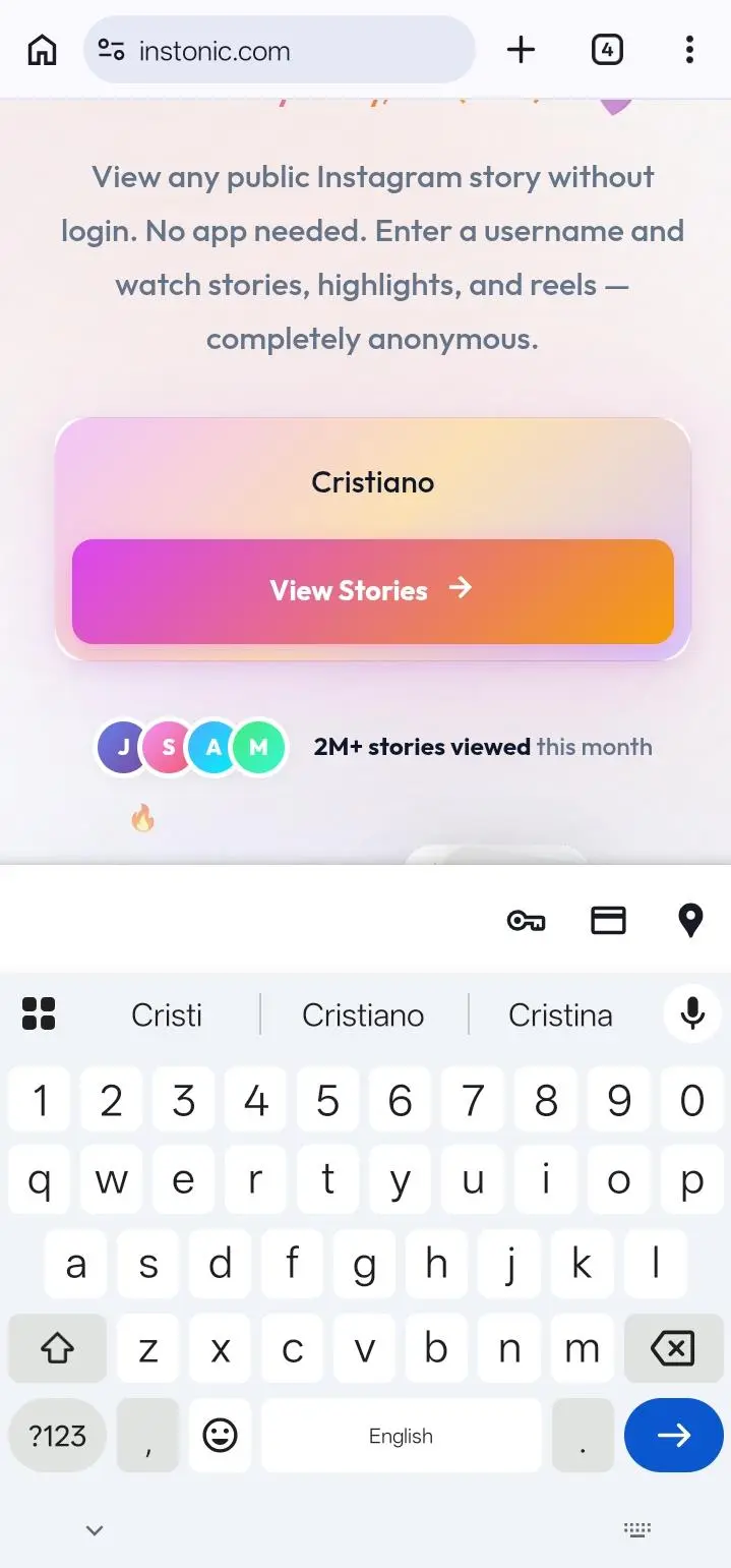 Type Instagram username in search