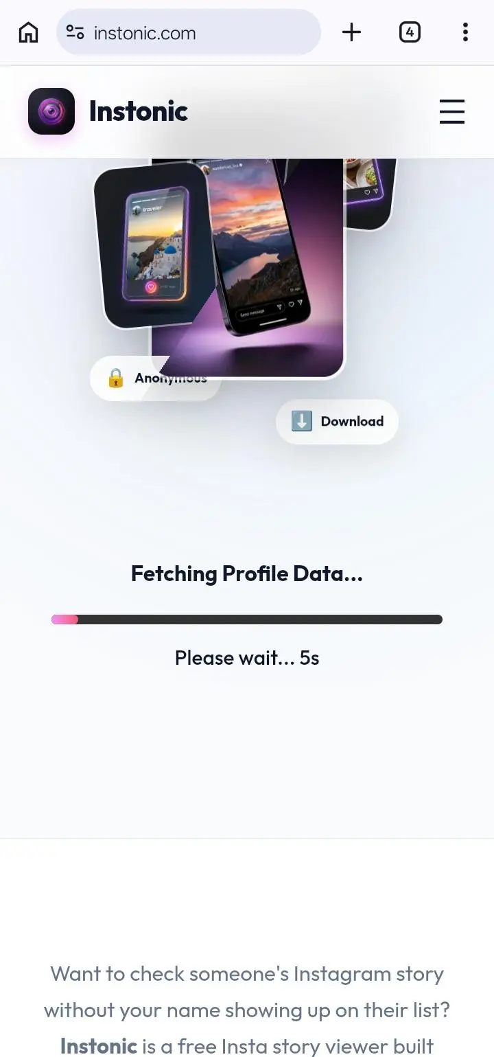 Click search to load IG profile